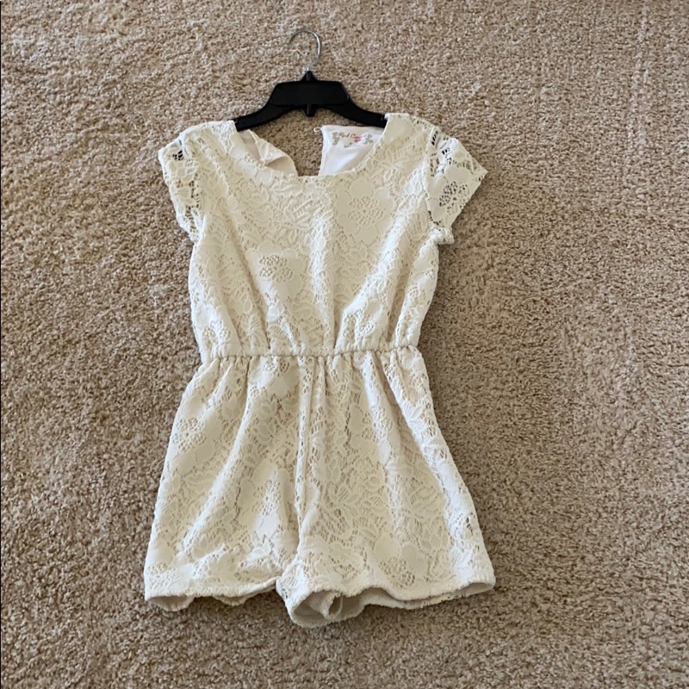 XL girls white lace romper